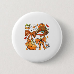 Badge Rond 5 Cm Mignonne Turquie Pie Coquette Bow Thanksgiving Aut