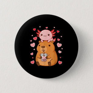 Badge Rond 5 Cm Mignons Garçons Filles Axolotl Capybara Bubble Tea