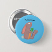Badge Rond 5 Cm Mignons lapin lapin lapin assis avec dessin de car (Devant & derrière)