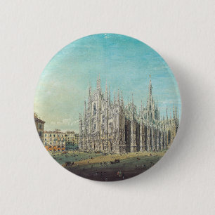 Badge Rond 5 Cm Milan Piazza del Duomo années 1850 par Carlo Bosso