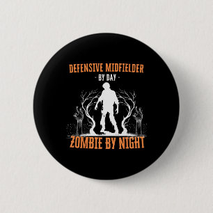 Badge Rond 5 Cm Milieu Défensif de Jour Zombie de Nuit Drôle