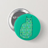 Badge Rond 5 Cm Milieu du siècle moderne Chat, Mint et Lime Vert (Devant & derrière)
