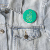 Badge Rond 5 Cm Milieu du siècle moderne Chat, Mint et Lime Vert (En situation)