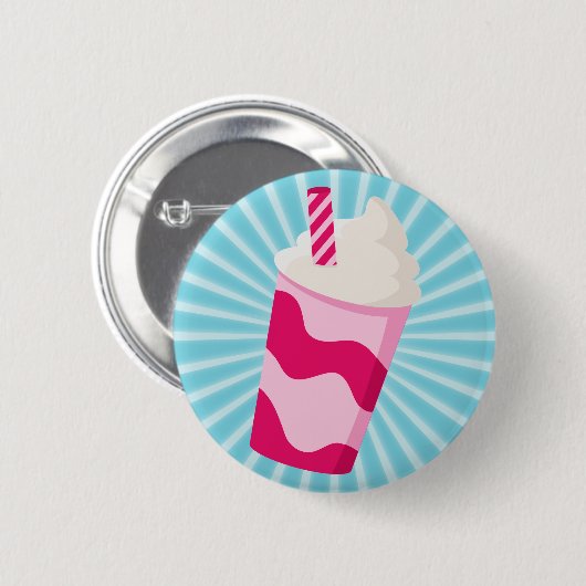 Badge Rond 5 Cm Milkshake aux fraises (Devant & derrière)