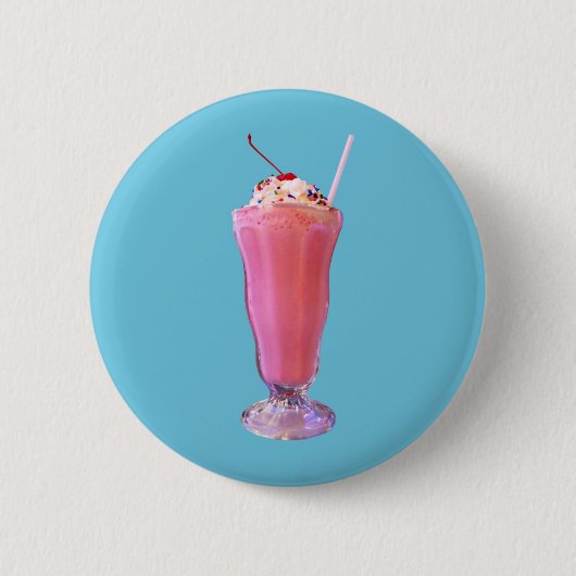 Badge Rond 5 Cm Milkshake de fraise (Devant)