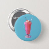 Badge Rond 5 Cm Milkshake de fraise (Devant & derrière)