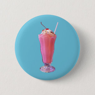 Badge Rond 5 Cm Milkshake de fraise