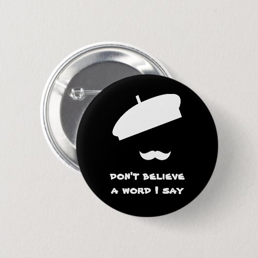 Badge Rond 5 Cm Mime Pantomime Silent Black (Devant & derrière)