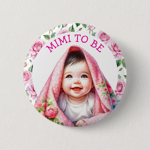 Badge Rond 5 Cm Mimi   Baby shower floral