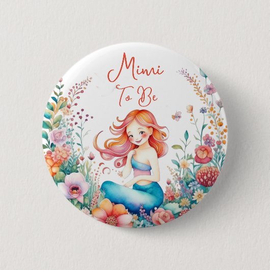 Badge Rond 5 Cm Mimi Sera Un Baby shower De Sirène (Devant)