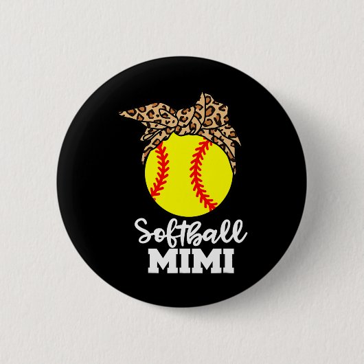 Badge Rond 5 Cm Mimi softball drôle léopard Mimi (Devant)