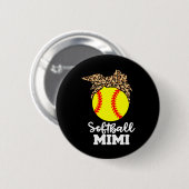 Badge Rond 5 Cm Mimi softball drôle léopard Mimi (Devant & derrière)