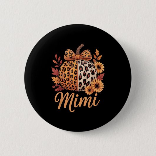 Badge Rond 5 Cm Mimi Thanksgiving Leopard Pumpkin Sunflower Coquet (Devant)