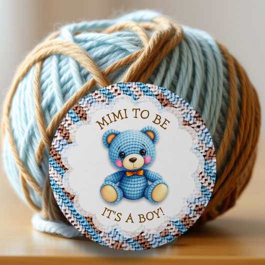 Badge Rond 5 Cm Mimi To Be | Crochet Teddy Bear Baby Shower