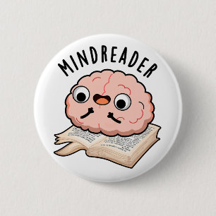Badge Rond 5 Cm Mince Reader Funny Brain Pun