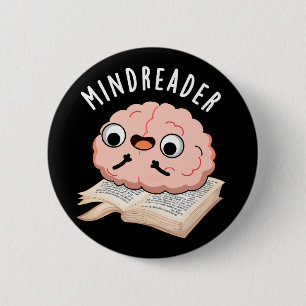 Badge Rond 5 Cm Mince Reader Funny Brain Pun Dark BG