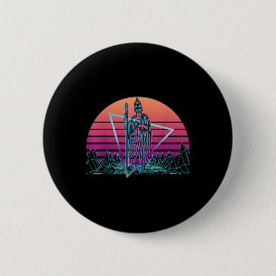 Badge Rond 5 Cm Minerva Déesse Romaine De Sagesse Et Vaporwave De 