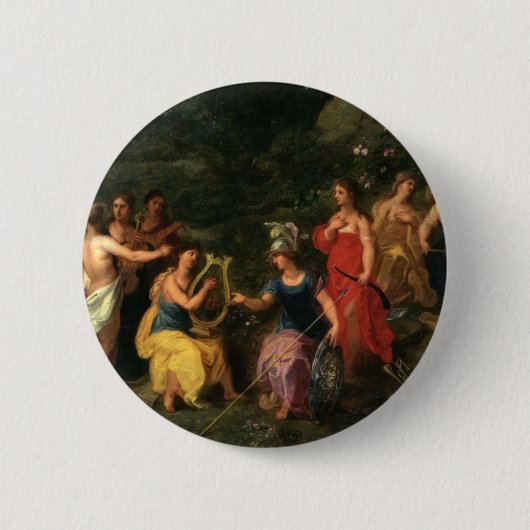 Badge Rond 5 Cm Minerva et les muses (Devant)