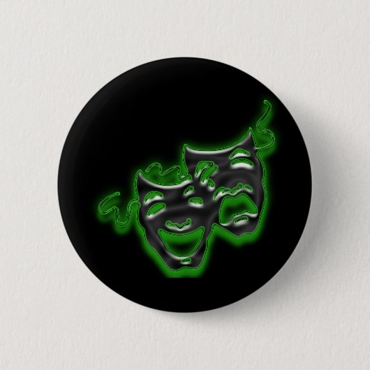 Badge Rond 5 Cm Mini bouton Masques vert néon (Devant)
