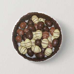 Badge Rond 5 Cm Mini oeufs de pâques dans le nid de chocolat