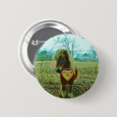 Badge Rond 5 Cm Miniature cheval Brown Valentine Heart (Devant & derrière)