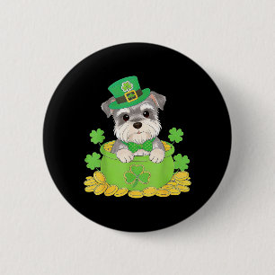 Badge Rond 5 Cm Miniature Schnauzer Chien St Patricks Day Irlandai