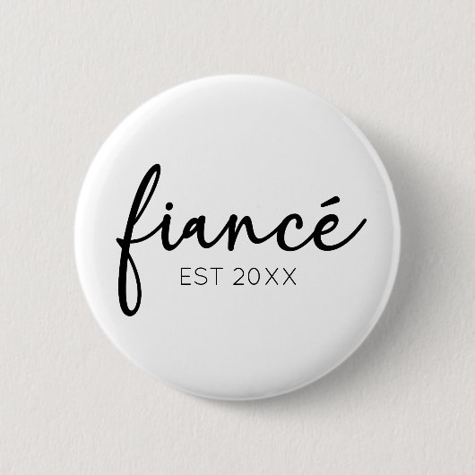 Badge Rond 5 Cm Minimal Élégant Fiance Personnalisé Année Minimali (Devant)