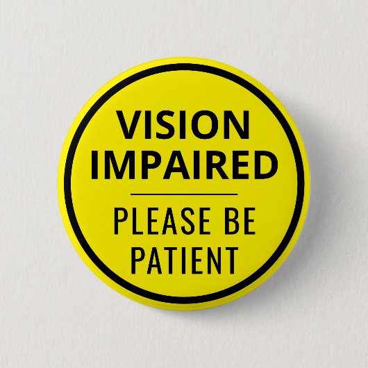 Badge Rond 5 Cm Minimalist Yellow Typography Vision Impaired (Devant)