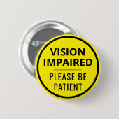 Badge Rond 5 Cm Minimalist Yellow Typography Vision Impaired (Devant & derrière)