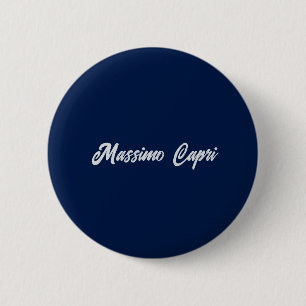 Badge Rond 5 Cm Minimaliste Bleu Foncé Élégant Nom Propre Texte Gr