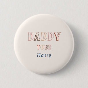 Badge Rond 5 Cm Minimaliste Marron Moderne Futur Papa Genre Neutre