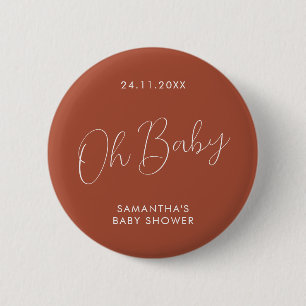 Badge Rond 5 Cm Minimaliste Script terre cuite Baby Shower élégant