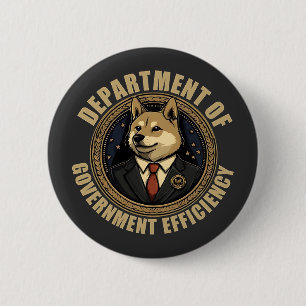 Badge Rond 5 Cm Ministère De L'Efficacité Gouvernementale Chien De