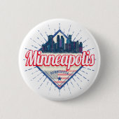 Badge Rond 5 Cm Minneapolis Minnesota USA Skyline États-Unis (Devant)