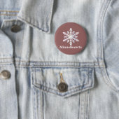 Badge Rond 5 Cm MinneSnowta avec flocon de neige (En situation)