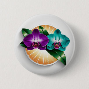 Badge Rond 5 Cm Minuscule broche à orchidées - Beauté subtile, grâ