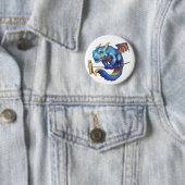 Badge Rond 5 Cm Minuscule Dragon Bleu (En situation)