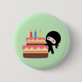 Badge Rond 5 Cm Minuscule Ninja derrière le gâteau d'anniversaire  (Devant)