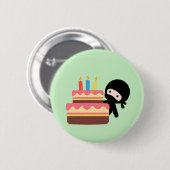 Badge Rond 5 Cm Minuscule Ninja derrière le gâteau d'anniversaire  (Devant & derrière)