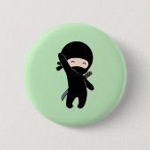 Badge Rond 5 Cm Minuscule Ninja heureux sur vert (Devant)