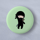 Badge Rond 5 Cm Minuscule Ninja heureux sur vert