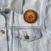 Badge Rond 5 Cm Miroir fossile de fractale (En situation)