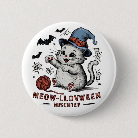 Badge Rond 5 Cm Mischief Meow-lloween (Devant)