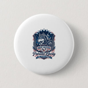 Badge Rond 5 Cm Mission de nuit patriotique Loup patriote Militair