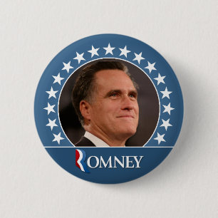 Badge Rond 5 Cm Mitt Romney 2012 - photo pinback avec étoiles