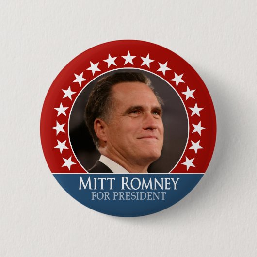 Badge Rond 5 Cm Mitt Romney 2012 - photo pinback avec étoiles - ro (Devant)