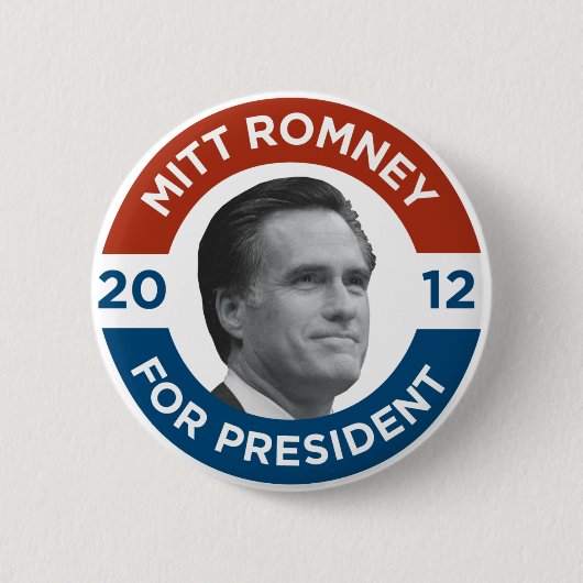 Badge Rond 5 Cm Mitt Romney pour le président 2012 (Devant)