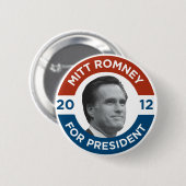 Badge Rond 5 Cm Mitt Romney pour le président 2012 (Devant & derrière)
