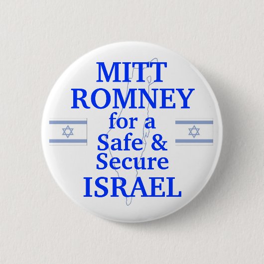 Badge Rond 5 Cm Mitt Romney pour l'Israël sûr 2012 (Devant)
