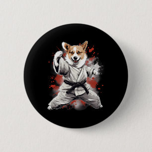 Badge Rond 5 Cm Mixed martial art Cardigan Welsh Corgi Dog Karate 
